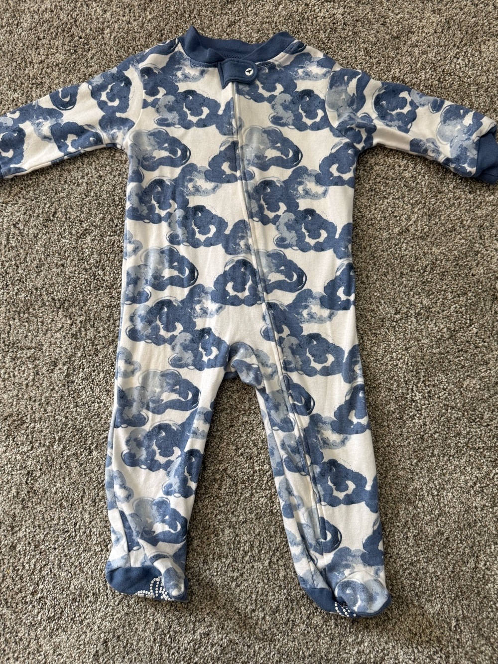 Burt's Bees Blue Cloud Print Footed One-Piece 6-9 Month
